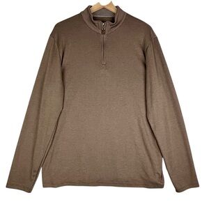 Mizzen Main 1/4 Zip Pullover Mens XL Brown Trim Fit Mock Neck Sweater